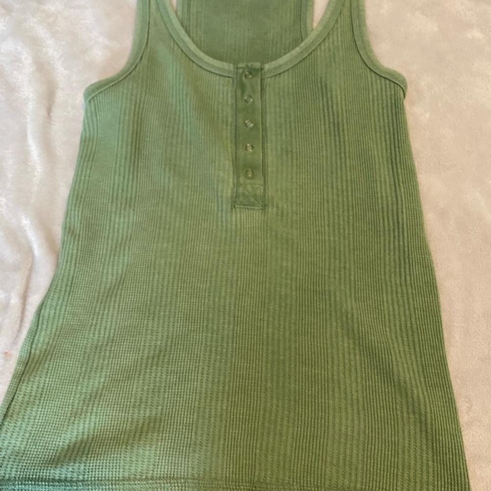 Aerie Olive Green Ribbed Tank Top